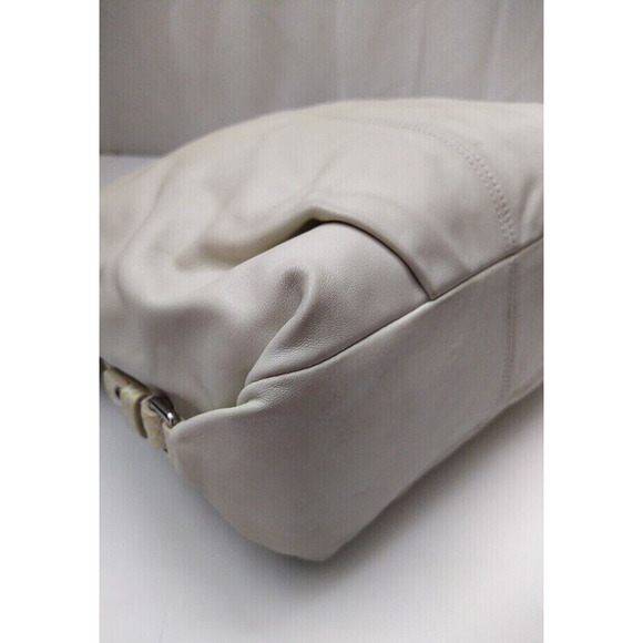 Coach Ivory Soft Leather Snakeskin Detail Zipper Hobo Shoulder Bag - Picture 8 of 13
